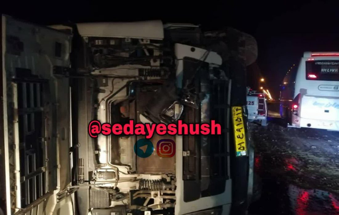 واژگونی تریلر در شوش مرگ راننده را رقم زد