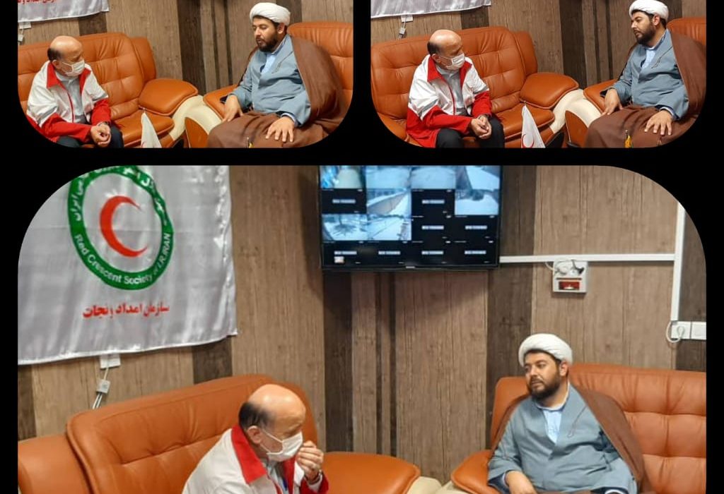 دیدار حجت الاسلام رستمی، سرپرست اداره تبلیغات اسلامی باوهاب شیرعلی مدیرجمعیت هلال احمر شهرستان هندیجان