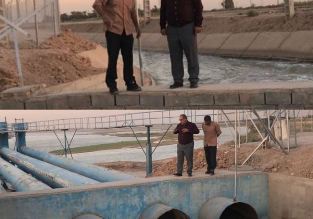 بازدید فرماندار شادگان از ایستگاه پمپاژ کانال انتقال آب کارون به رودخانه جراحی
