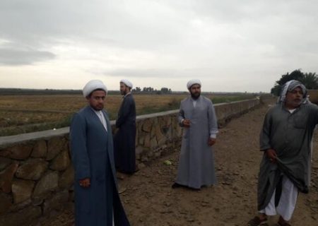 بررسی میدانی مسئولان حوزوی شهر الوان از سیل بندهای بیت فهد