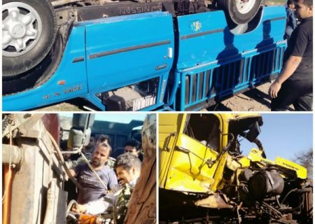 نجات جان راننده کامیون پس از تصادف مرگبار در محور شوش