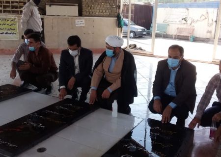 ادای احترام به مقام شامخ شهداء گمنام توسط مسئولین و کارکنان دستگاه قضائی شهرستان هندیجان