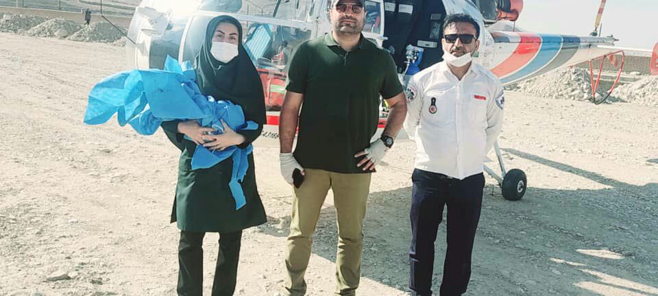 نوزاد عجول باغملکی در بالگرد اورژانس هوایی بهبهان به دنیا آمد